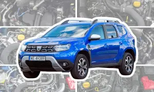 Niebieski Dacia Duster 2026 z widocznym silnikiem pod maską, gotowy na każdą drogę.